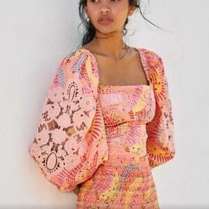 Farm Rio Dotted Banana blouse NWOT